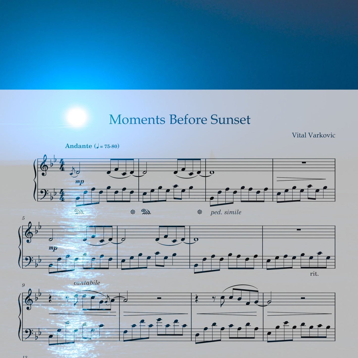 Moments Before Sunset - Piano Sheet Music (PDF) by Vital Varkovic