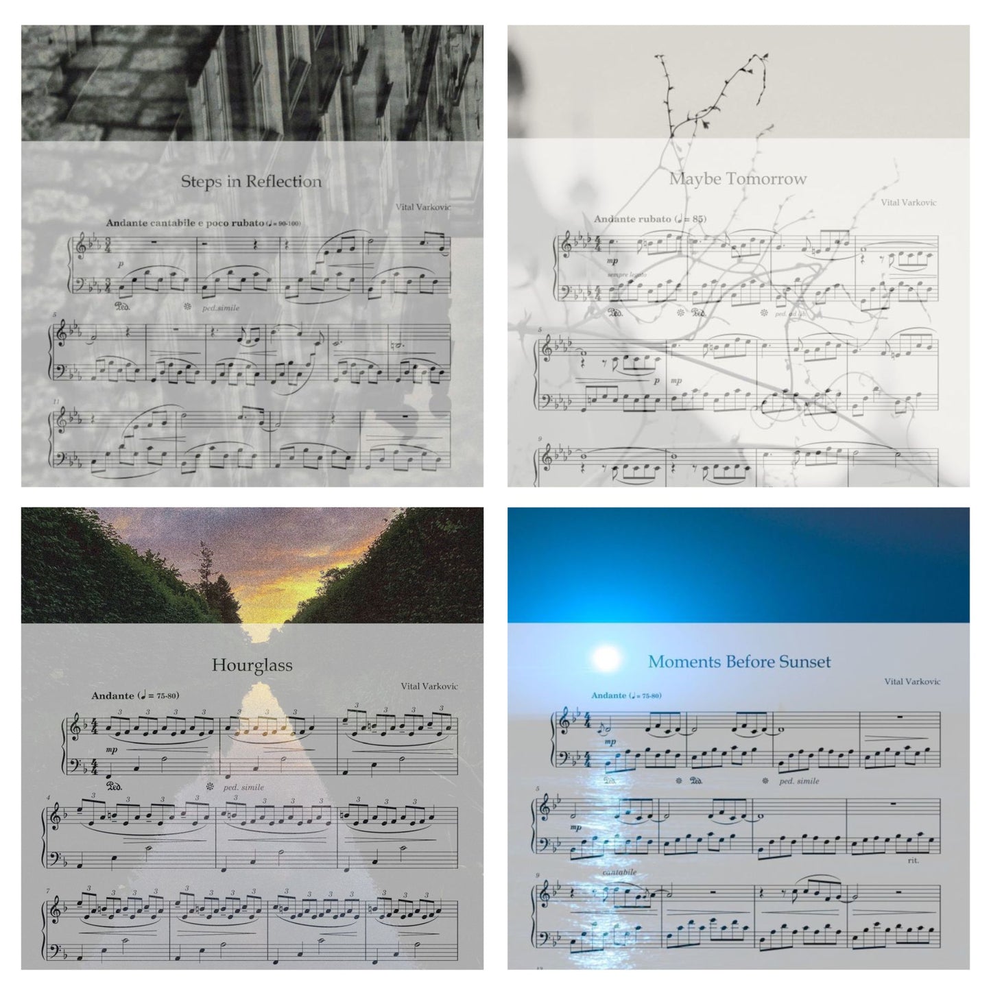 1. Piano Sheet Music (PDF) for 4 Solo Piano Pieces by Vital Varkovic